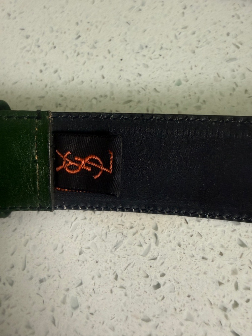 Yves Saint Laurent YSL Green Leather Belt Gold Tipped Size 80 32 - Picture 7 of 7